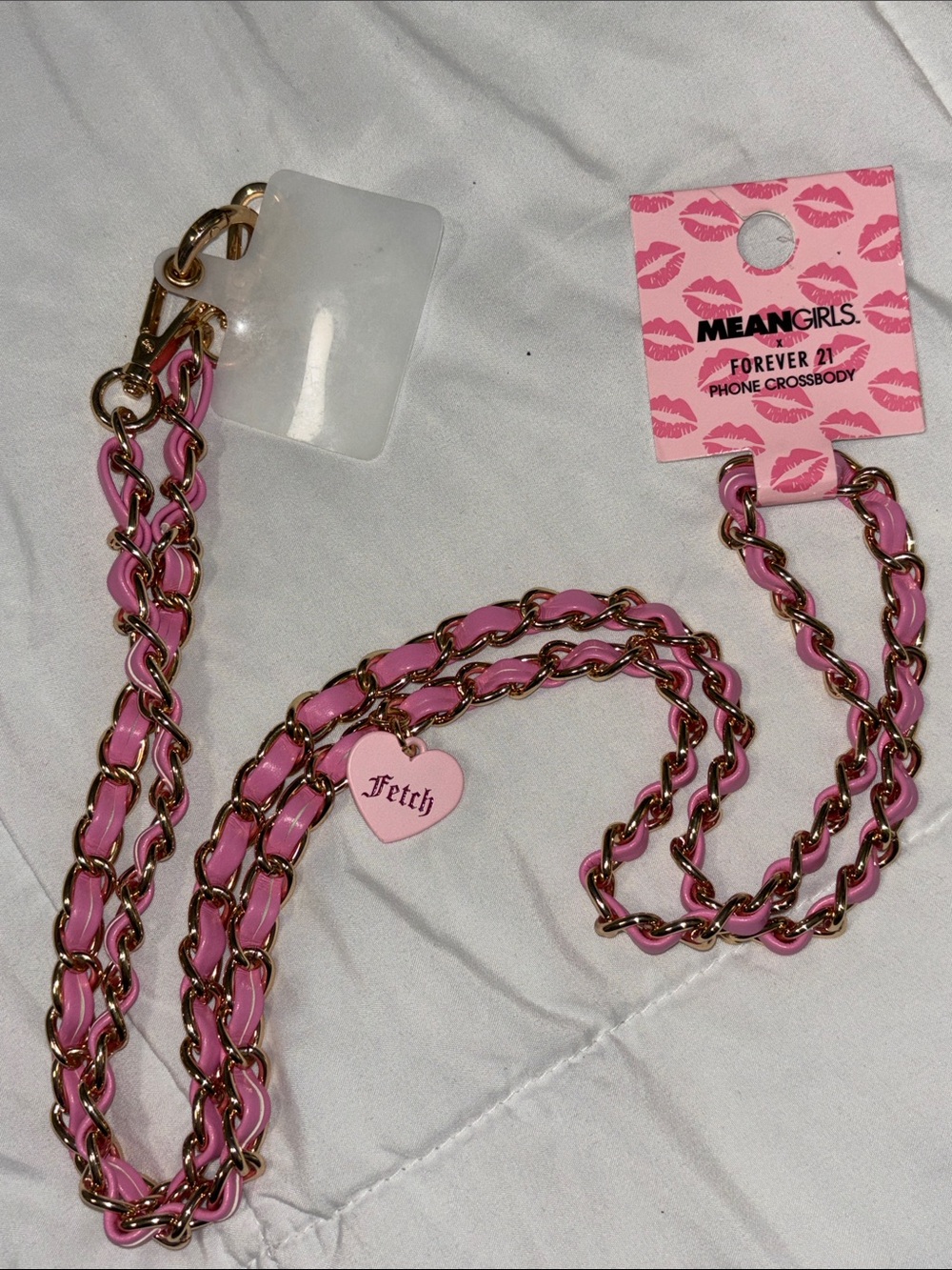 Forever 21 Mean Girls Pink 'Fetch' Chain Phone Crossbody belt bag chain